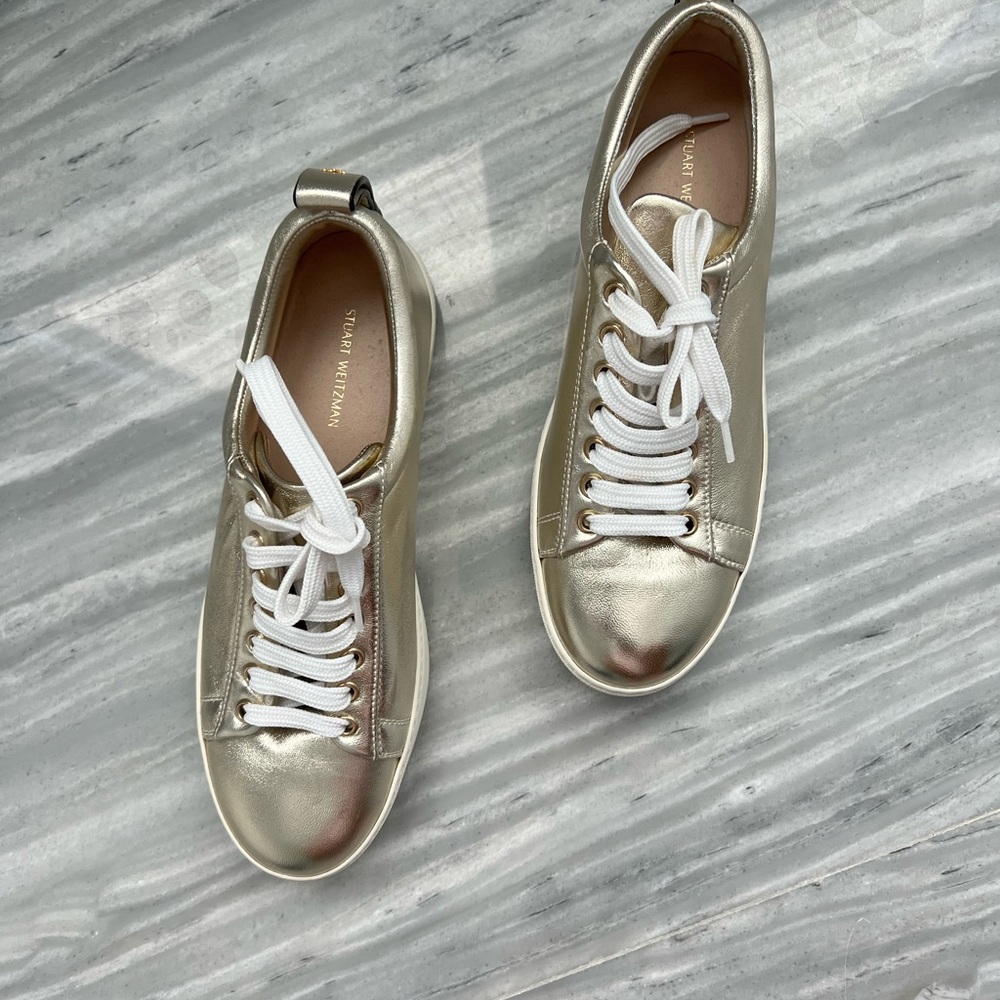 New Stuart Weitzman Sneakers- Gold